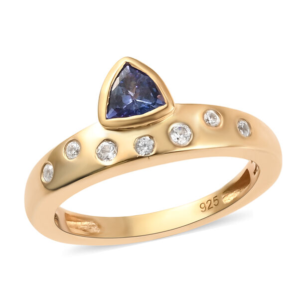 Tansanit und Zirkon Ring 925 Silber vergoldet  ca. 0,49 ct image number 4