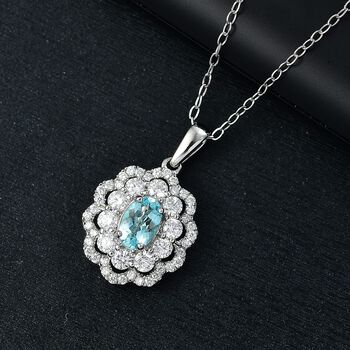 AAAA Paraiba Turmalin, Wei&szlig;er Diamant Schmuckset ca. 50 cm 950 Platin ca. 2.08 ct