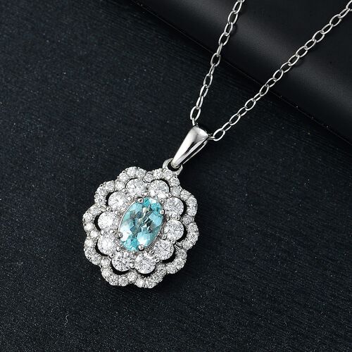 AAAA Paraiba Turmalin, Weißer Diamant Schmuckset 950 Platin ca. 2,08 ct. image number 1
