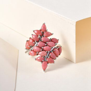 Oregon Pfirsich Opal-Cluster-Ring, 925 Silber platiniert, 3,40 ct