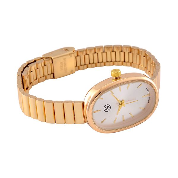 STRADA - Elegante Armbanduhr mit Japanischem Uhrwerk, Stahlsonnenschliff-Zifferblatt und Edelstahlarmband, Reiner Edelstahl, 19 cm, goldfarben image number 4