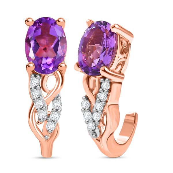 3er Set - D'Joy AA Rose De France Amethyst Ring, Ohrringe, und Anhänger, 925 Silber 750 rosévergoldet (Größe 19.00) ca. 4,74 ct. image number 8