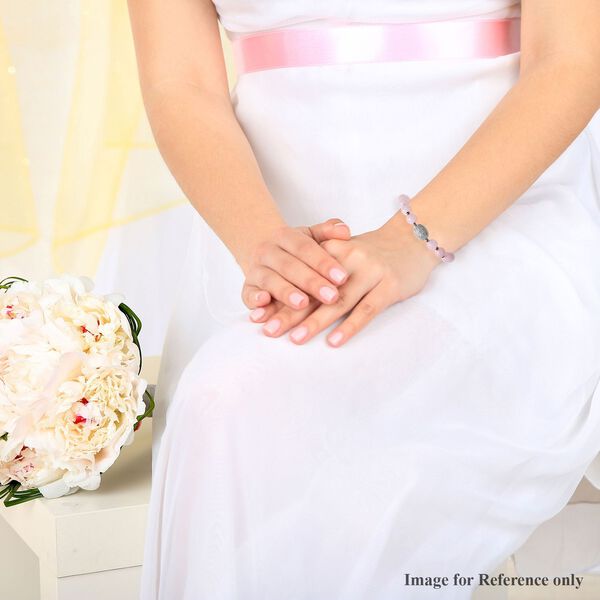 Rosenquarz und weißes Zirkonia Armband, ca. 16.5 cm, Kupfer ca. 62,50 ct image number 3