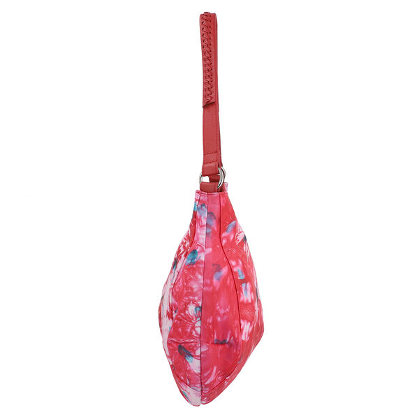 SUKRITI: Handbemalte Hobo-Tasche aus 100% Leder, Tie-Dye Druck, Rot&nbsp; image number 3
