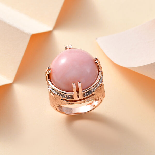 GP Royal Art Déco Collection- AA Peruanischer rosa Opal, Kanchanaburi blauer Saphir und Zirkon-Ring - 19,15 ct. image number 9