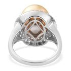 Royal Bali Kollektion - Südsee Perle und Zirkon Ring 925 Silber platiniert  ca. 0,70 ct image number 4