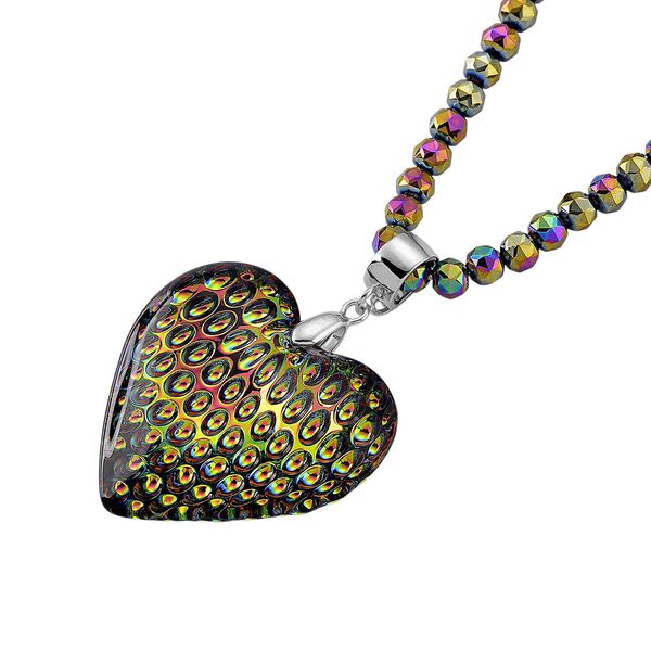 2er Set - Mysticher regenbogen Kristall Herz Anh&auml;nger und beads Halskette mit Varioclip-Verschluss, ca. 50 cm image number 3