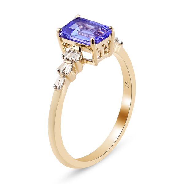 AAA Tansanit und Diamant Ring 585 Gelbgold image number 4