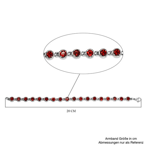 Rotes Granat-Armband, 19 cm, Edelstahl ca. 11,50 ct image number 5