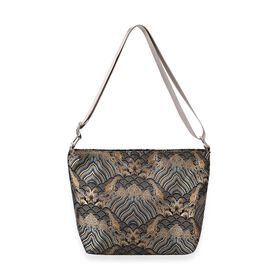 Jacquard-Tasche aus Poly-Satin mit Futter und Reißverschluss, Innentasche, gold