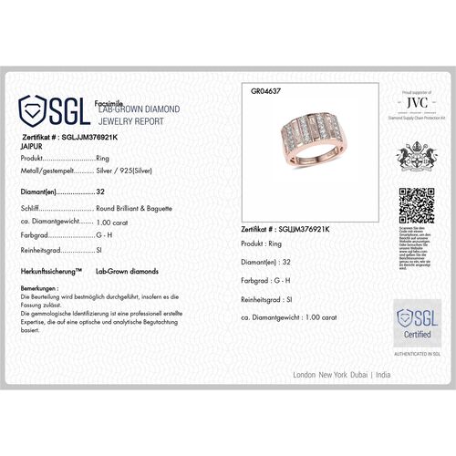 Lab Grown Diamant SI Ring 925 Silber (Größe 17.00) ca. 1,00 ct image number 7