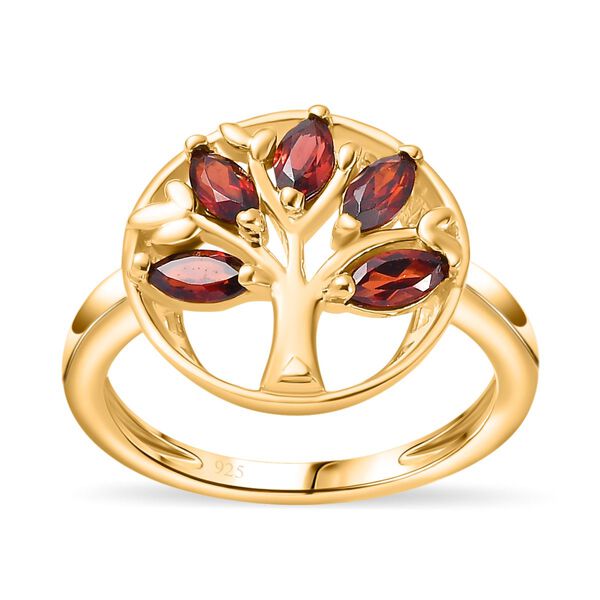Roter Granat Lebensbaum Ring, 925 Silber Gelbgold Vermeil (Größe 17.00) ca. 0.95 ct image number 4