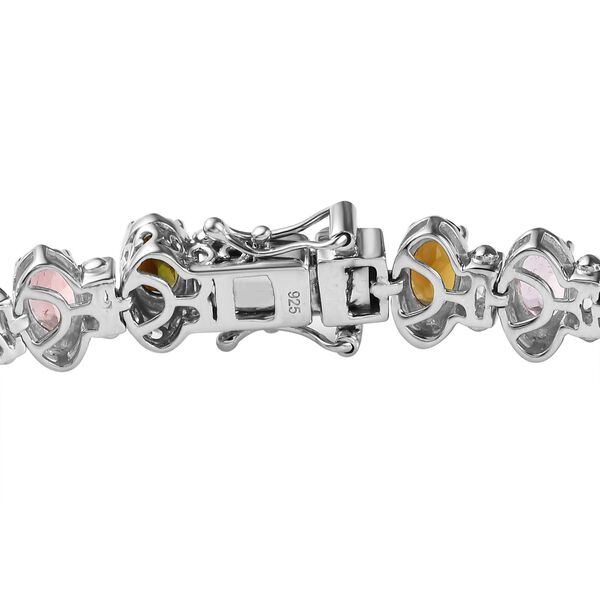 Mehrfach-Turmalin und weißes Zirkon Armband, ca. 19 cm, 925 Silber platiniert ca. 13,50 ct image number 4