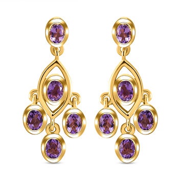 Nat&uuml;rliche, marokkanische Amethyst-Ohrringe, 925 Silber vergoldet ca. 1,52 ct