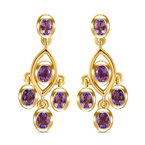 Nat&uuml;rliche, marokkanische Amethyst-Ohrringe, 925 Silber vergoldet ca. 1,52 ct