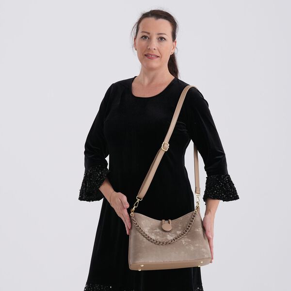 Crossbody Taschen Set 2 teilig mit Rei&szlig;verschlussfach und Innenfach 30 x 12 x 20 cm Grau image number 3