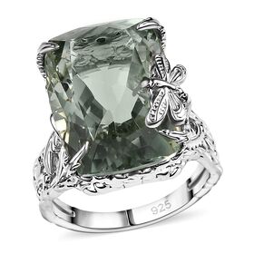 Prasiolith Ring, 925 Silber rhodiniert (Größe 18.00) ca. 14.12 ct