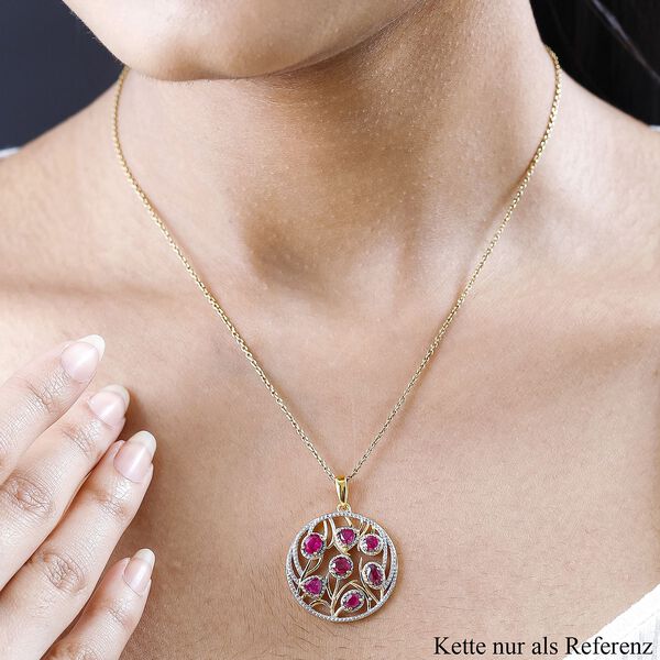 Afrikanischer Rubin (Fissure gef&uuml;llt) Anh&auml;nger 925 Silber Gelbgold Vermeil ca. 2.43 ct image number 3