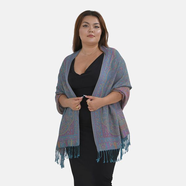 Jacquard Paisley-Schal, 175cm x 70cm, Lila