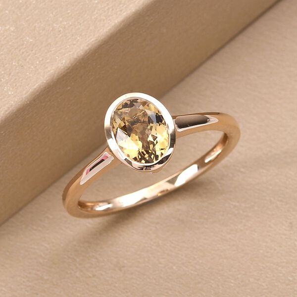 AAA Natürlicher, goldener Tansanit-Ring, 585 Gold  ca. 1,00 ct image number 2