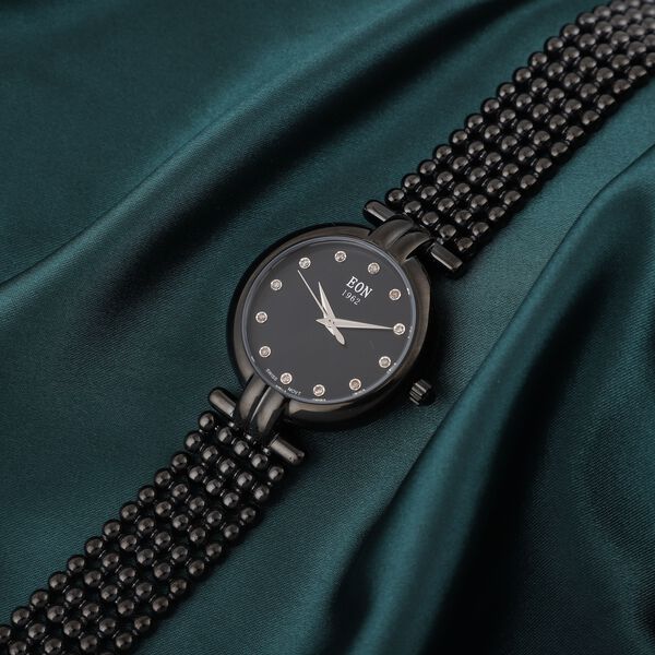 EON 1962 - Edle Armbanduhr mit natürlichen Champagner Diamanten, 8.5 cm, schweizer Uhrwerk, Edelstahl ca. 0.12 ct image number 1