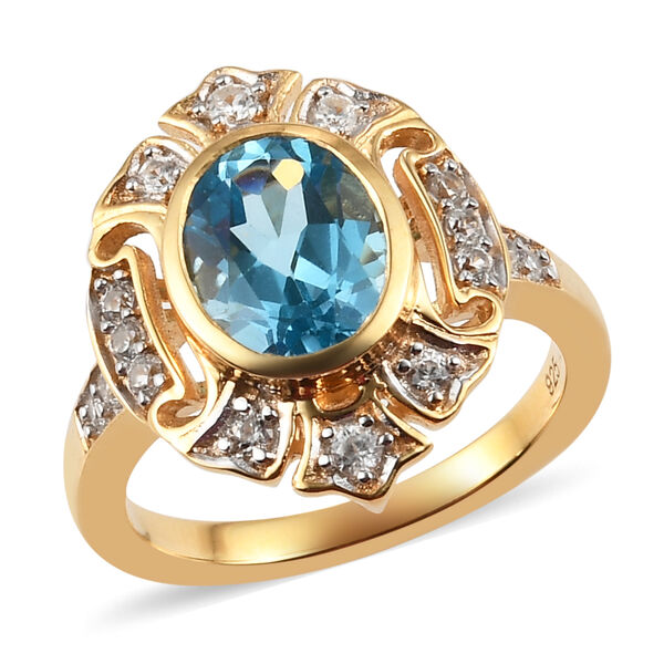 Schweizer Blautopas und Zirkon Ring, ca. 2,65 ct image number 4