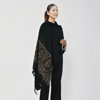 Jamawar Schal aus Viskose, schwarz