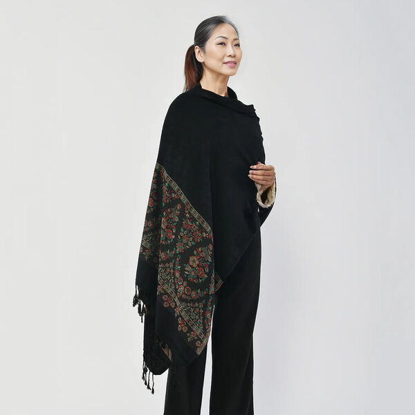 Jamawar Schal aus Viskose, schwarz image number 3