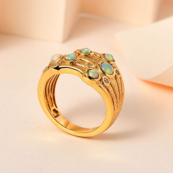 AA natürlicher, äthiopischer Welo Opal und Zirkon-Ring - 0,93 ct. image number 2