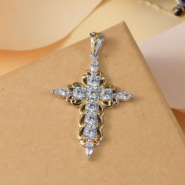 J Francis gefertigt mit SWAROVSKI- Swarovski Zirkonia Kreuz Anhänger image number 2