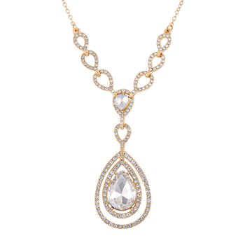 Wei&szlig;er Kristall Halskette, ca. 50 cm, vergoldet