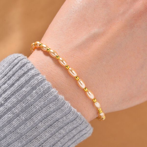 Goldene Muschelkernperle Armband ca. 18cm + 5cm Extender, Standard gelb vergoldet image number 2