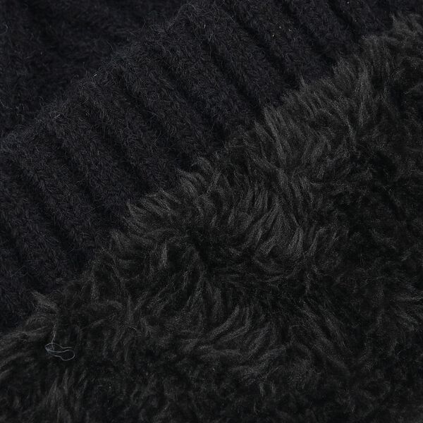 Strickm&uuml;tze mit Bommel, weiches Mischgewebe, Einheitsgr&ouml;&szlig;e, Schwarz image number 6