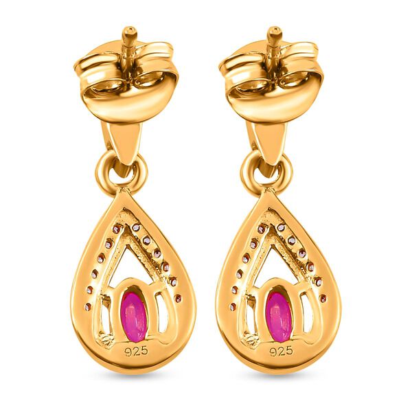 Ilakaka Rosa Saphir und Zirkon-Ohrh&auml;nger, 925 Silber vergoldet, 0,80 ct. image number 5