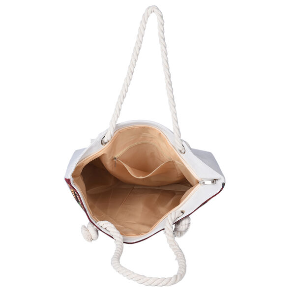 Gewebter Jute Handtasche, B&auml;ren Muster, Gr&ouml;&szlig;e 42x34x9x37 cm, Braun image number 5