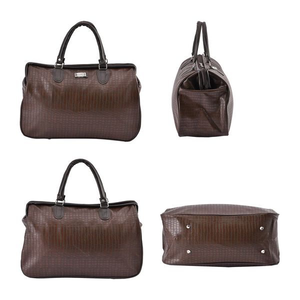 Weekender-Reisetasche mit Krokodilmuster, Braun image number 4