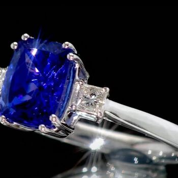 AAA Tansanit, Wei&szlig;er Diamant Ring 417 Gold (Gr&ouml;&szlig;e 17.00) ca. 2,25 ct