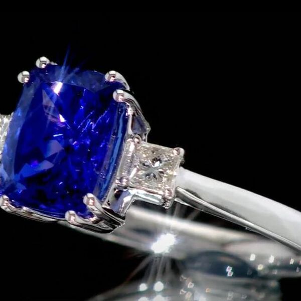 AAA Tansanit, Weißer Diamant Ring 417 Gold (Größe 17.00) ca. 2,25 ct image number 2