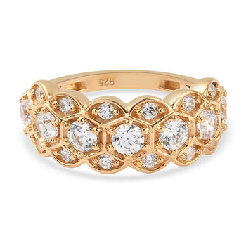 LUSTRO STELLA Hergestellt mit Feinster ZIRKONIA Ring 925 Silber vergoldet (Gr&ouml;&szlig;e 16.00)