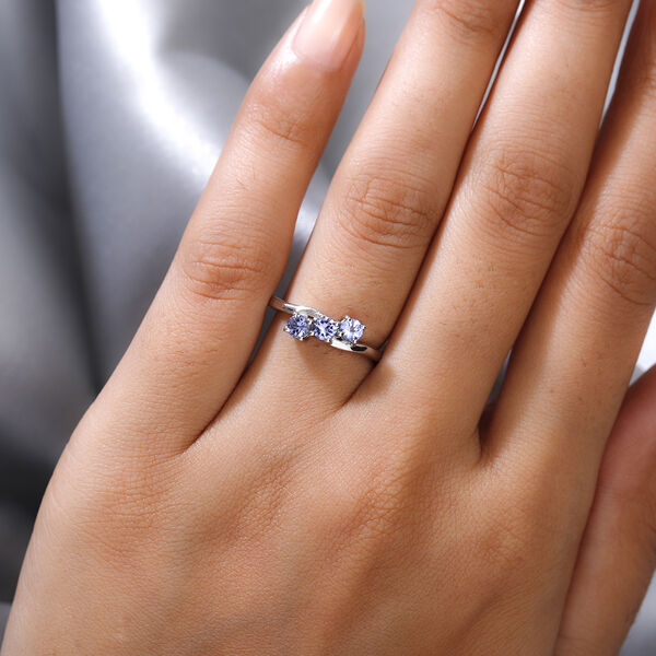Tansanit 3 Stein Ring 925 Silber platiniert  ca. 0,53 ct image number 3