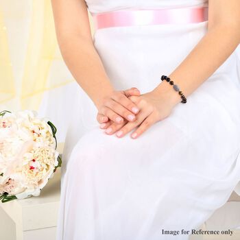 Gelbes Tigerauge und flexibles Zirkonia-Armband, 16,5 cm - 65,50 ct.
