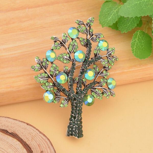 Gr&uuml;ne Feder-Kristallbrosche image number 1