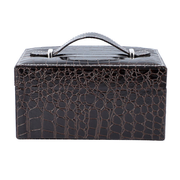 Schmuckk&auml;stchen mit Krokopr&auml;gung und Schloss und Schl&uuml;ssel, Schwarz image number 3