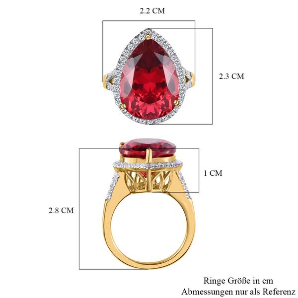 Lab Grown Padparadscha-Saphir, Wei&szlig;er Zirkon Ring, 925 Silber Gelbgold Vermeil, (Gr&ouml;&szlig;e 20.00), ca. 16.76 ct image number 7