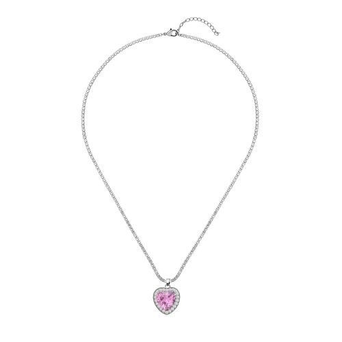 Rosa und weiße Zirkonia-Halskette, 50 cm - 13 ct. image number 0