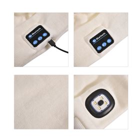 Strickm&uuml;tze mit LED Licht, wei&szlig;