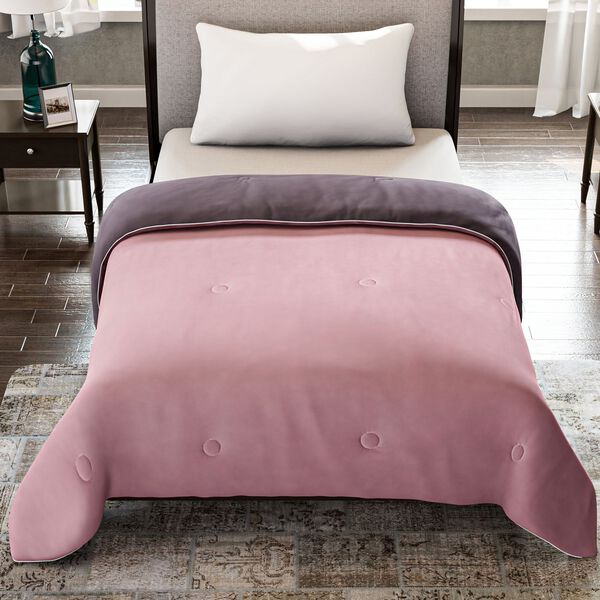 Serenity Night Wende-K&uuml;hlsteppdecke, Zwei-Ton, 135&times;200cm, Dunkelgrau und Rosa image number 1