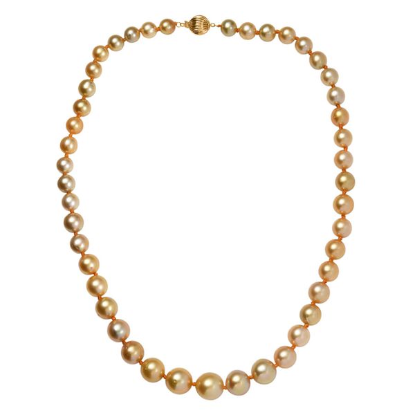 AAAA goldene Südseeperle 50cm Halskette in 750 Gold image number 0
