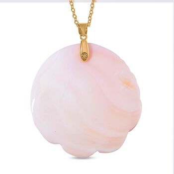 Nat&uuml;rlicher Rosa K&ouml;nigsmuschel Anh&auml;nger mit Kette ca. 50 cm, 925 Silber vergoldet