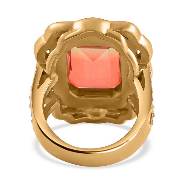Kristall, Weißer Zirkonia Ring, Reiner Edelstahl vergoldet, (Größe 16.00) image number 6